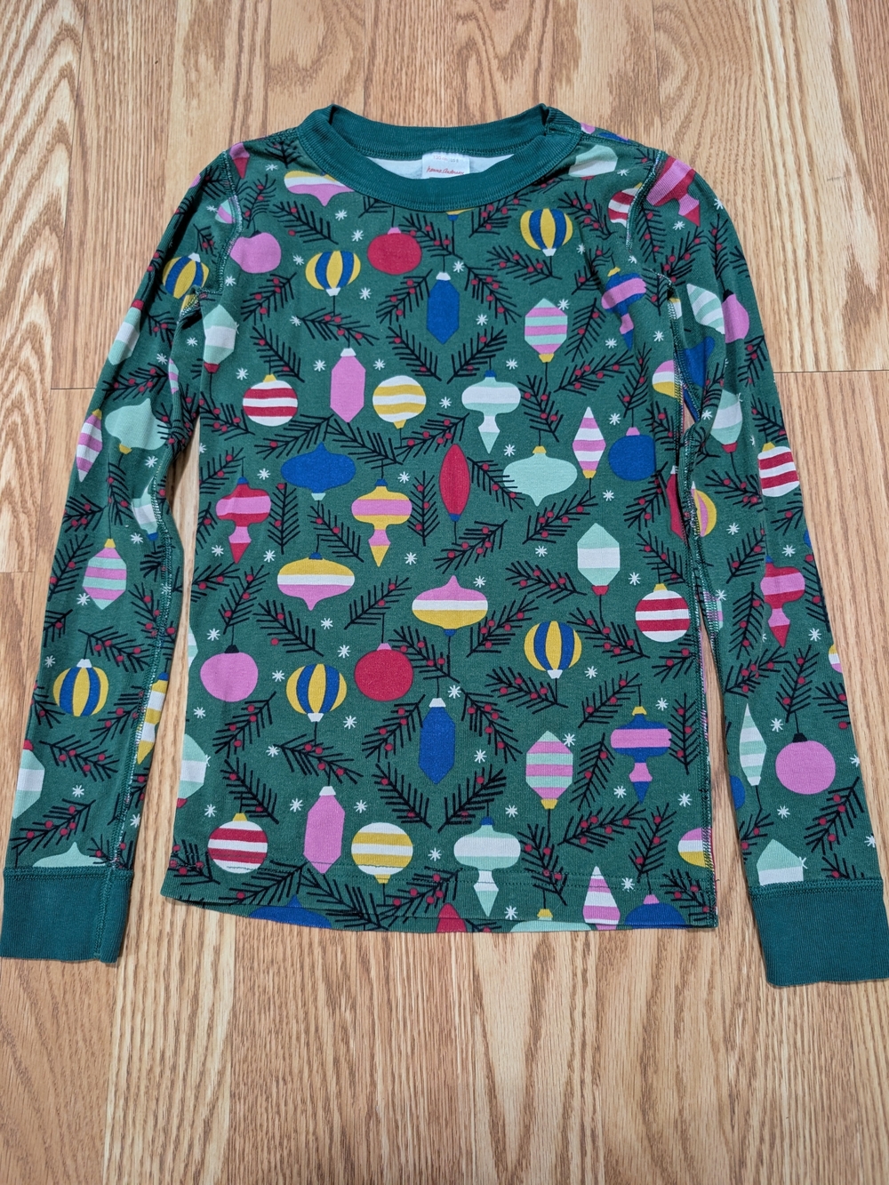 Hanna Andersson Green Holiday Ornament Pajamas Long Sleeve Pants 130 8 - Picture 3 of 12